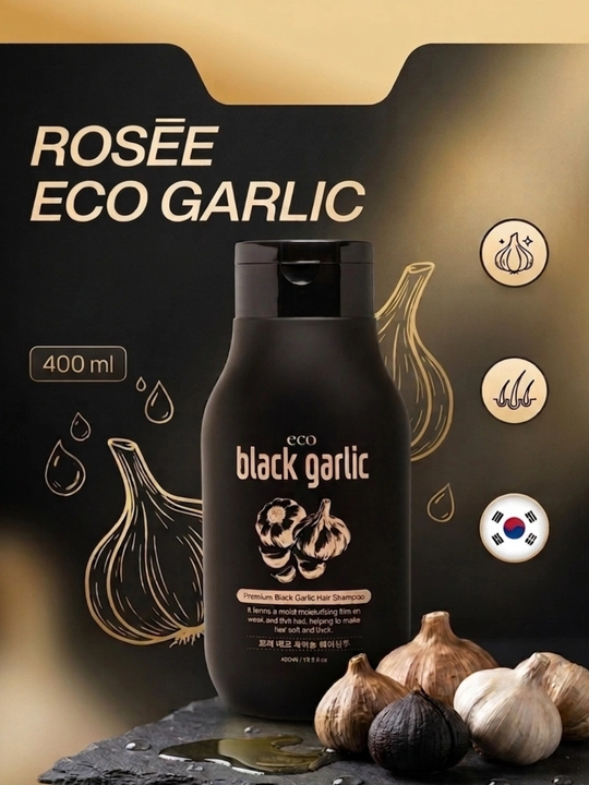 Шампунь для волос Black Eco Garlic  с экстрактом чёрного чеснока, 400 мл - 