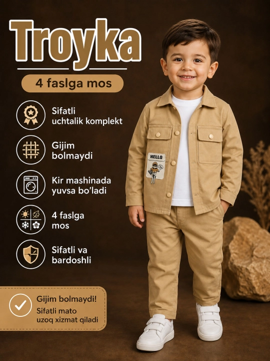 1-4 yoshli o‘g‘il bolalar uchun kuzgi uchlik - 