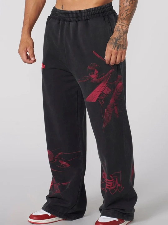 Erkaklar sport shimlari keng bichimli, printli wide leg jogger Y2K uslubida