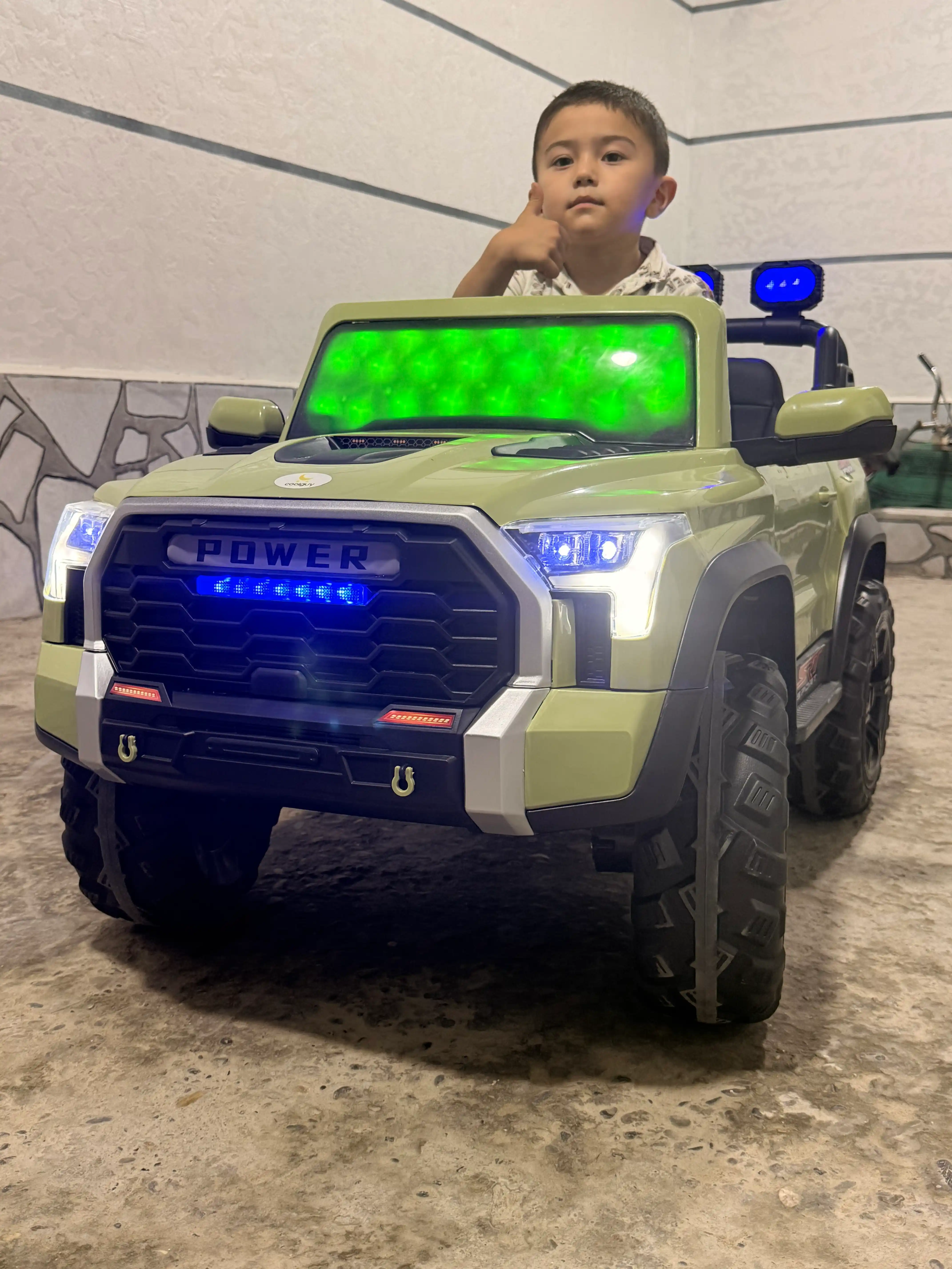 UTV 12V bolalar elektromobili, 2.4GHz pult, LED, 35 kg gacha, 2-13 yosh, USB AUX musiqa