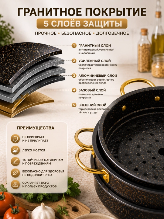 Мантоварка 4-ярусная пароварка с крышкой кастрюля для приготовления на пару