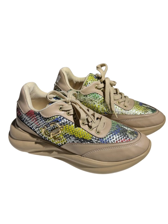 Кроссовки для девочек с фактурным принтом под змеиную кожу GREAT SHOES 1384