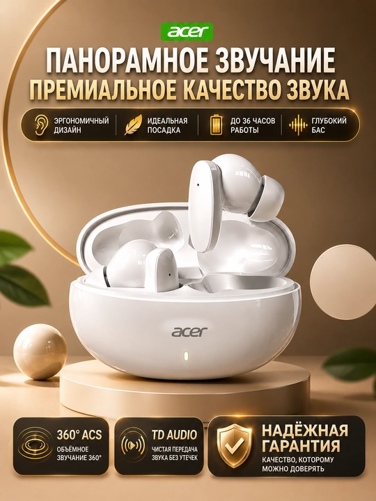 Quloqchinlar Simsiz Acer OHR594, Barcha telefon turlariga,36 soatgacha tinglash imkoniyati
