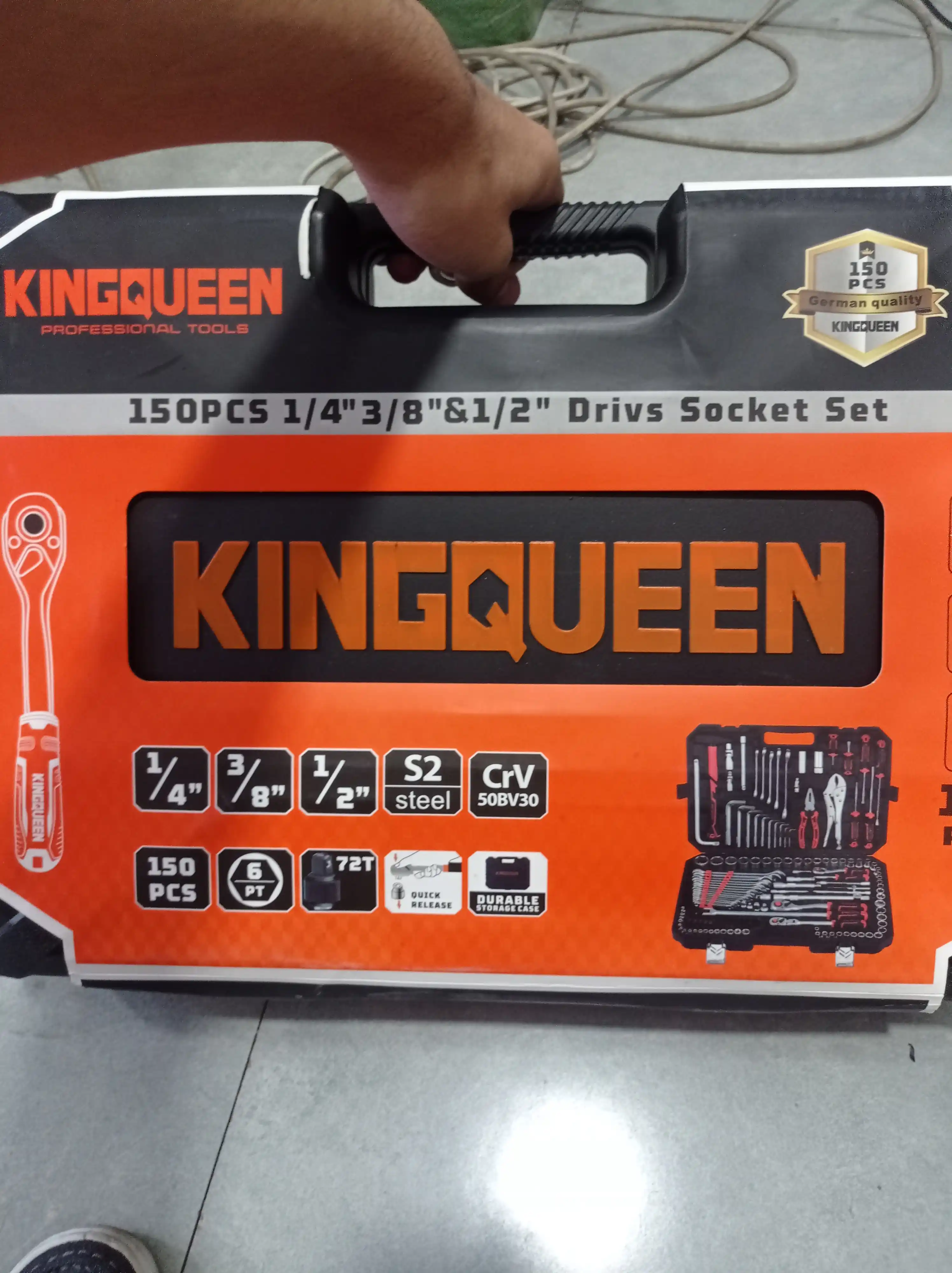 Набор инструментов KINGQUEEN 150 предметов, 1/4, 3/8 и 1/2 дюйма, CR-V