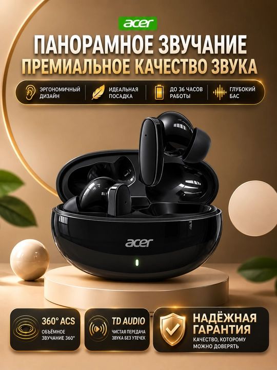 Quloqchinlar Simsiz Acer OHR594, Barcha telefon turlariga,36 soatgacha tinglash imkoniyati