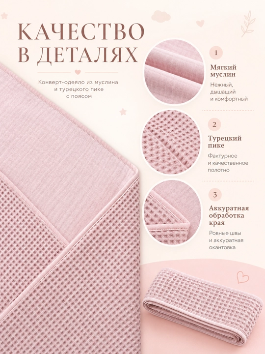 Нежность с первых дней: конверт и плед для новорождённых