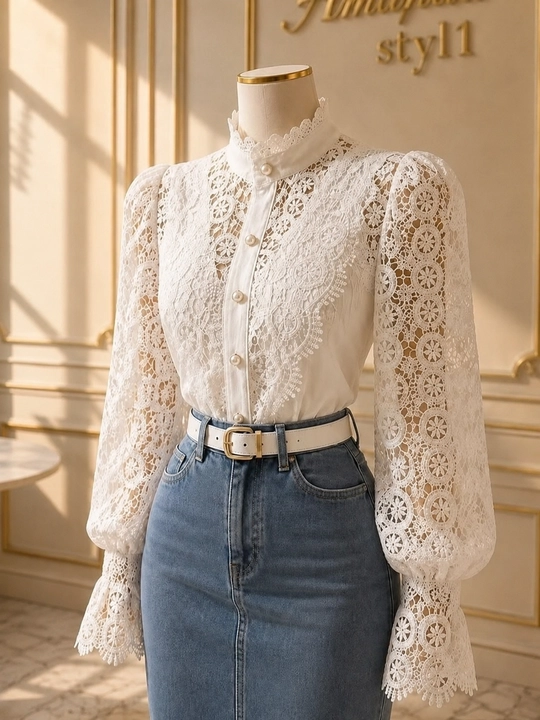 Qizlar va ayollar uchun bluzka, maktab, ofis uchun, oq, S-XL