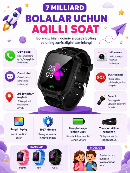 SMART WATCH — Детские смарт-часы, работают с SIM-картой 7 Milliard