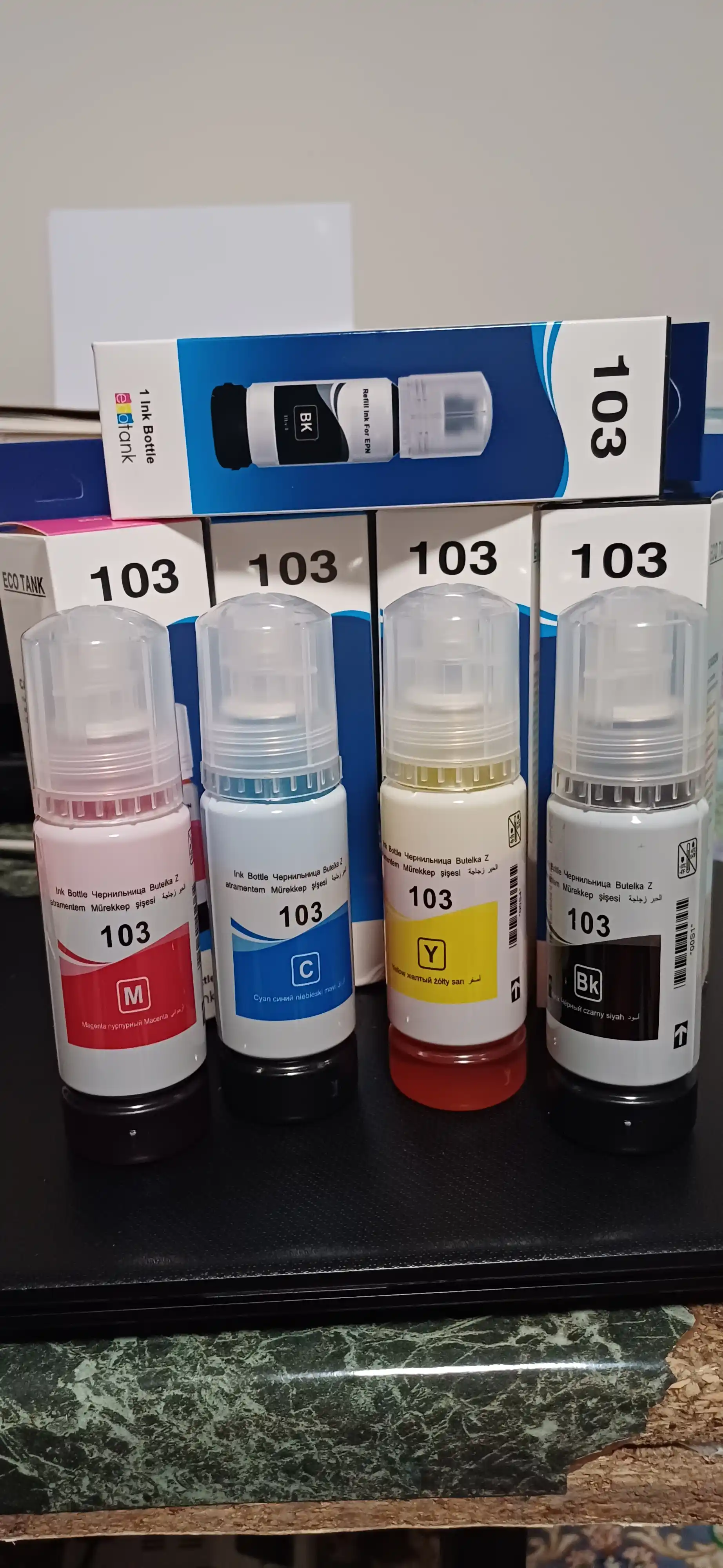 Чернила Epson EcoTank 103 для (2BK+Y M) C L3100, L3218, L3150, L3200, L3210, L3250, L3258