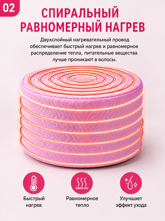 Uyda ishlatiladigan soch maskasi uchun issiq shlyapa, 3 bosqichli harorat sozlash