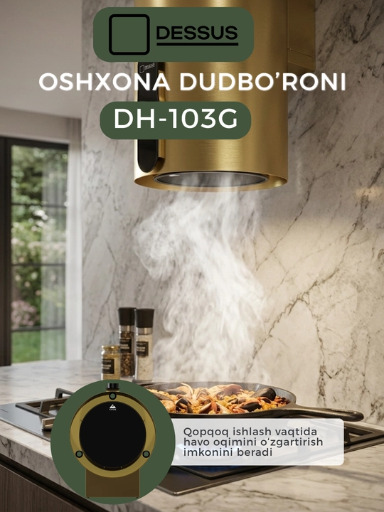 Silindr shaklidagi oshxona dudbo‘roni Dessus DH-103G 35 sm