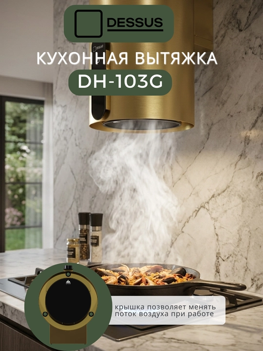 Silindr shaklidagi oshxona dudbo‘roni Dessus DH-103G 35 sm