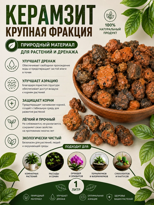 Керамзит для растений — природный минерал (Дренаж) - 