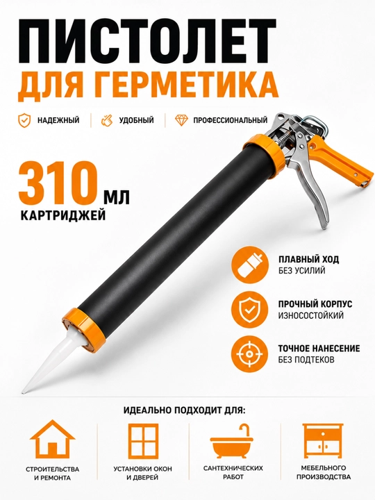 Silikon va germetik uchun pistolet — professional montaj va germetik quroli - 