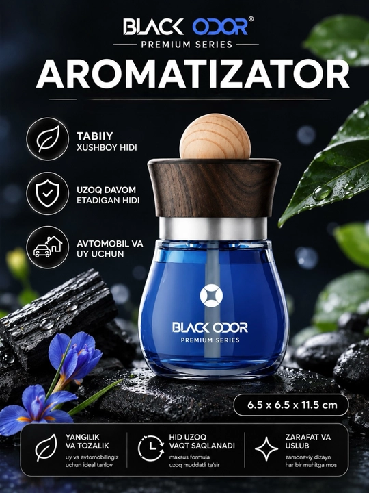 Автомобильный ароматизатор, BLACK ODOR, 120 мл - 