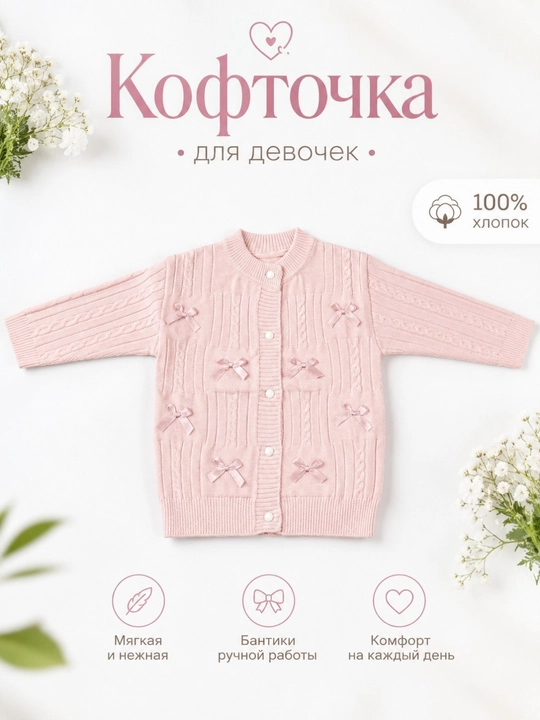 Кардиган для девочек, вязаный джемпер, кофта, джемпер, кардиган, вязаная кофта