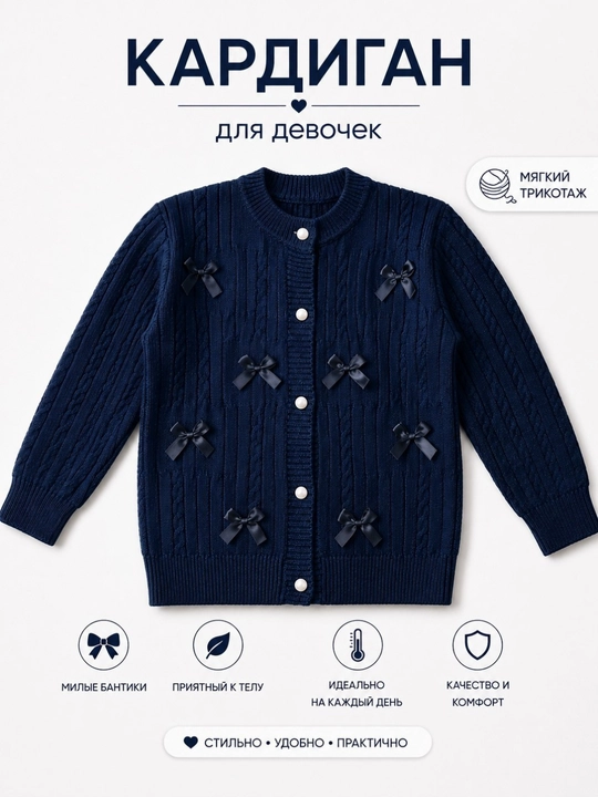 Кардиган для девочек, вязаный джемпер, кофта, джемпер, кардиган, вязаная кофта