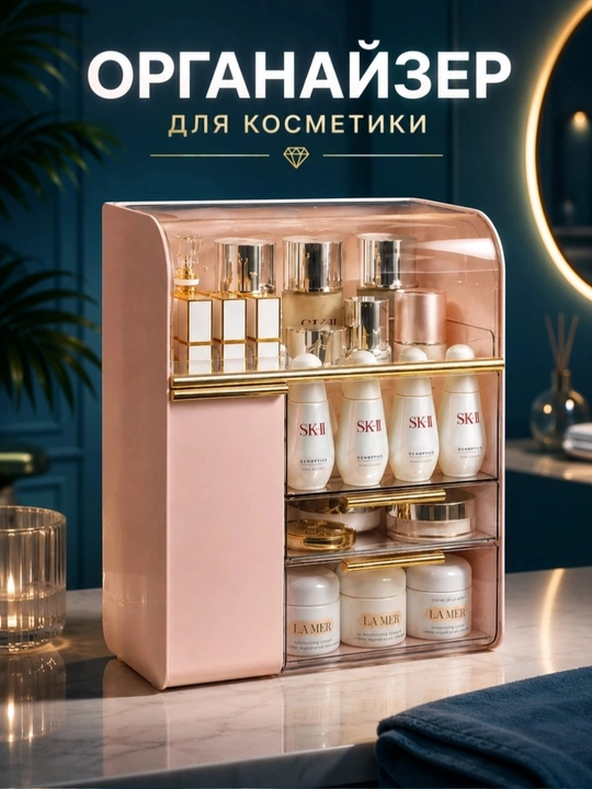 Органайзер шкатулка для косметики, парфюмерии, украшений, аксессуаров, подарок - 