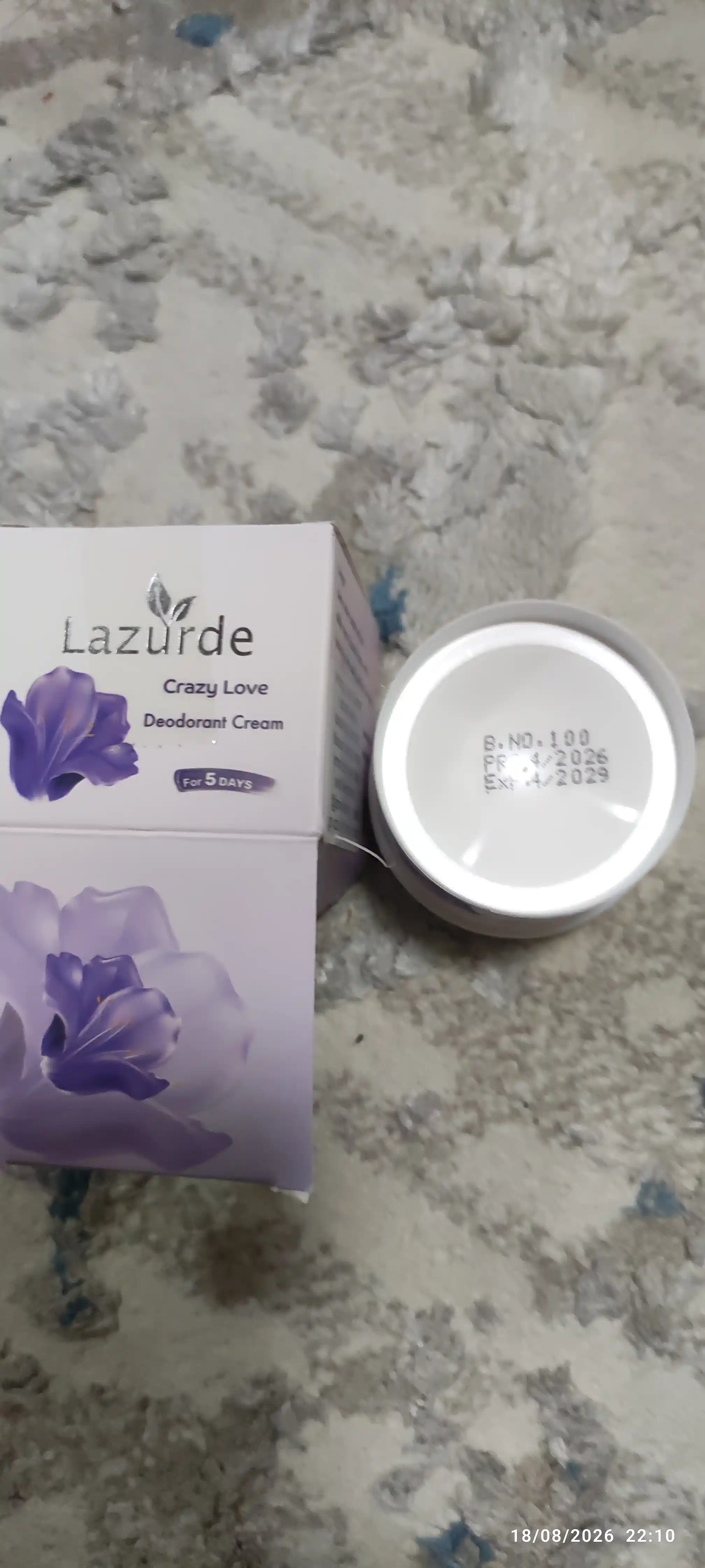 Lazurde Ayollar uchun dezodorant, ter hidiga qarshi antiperspirant krem, 50 gr