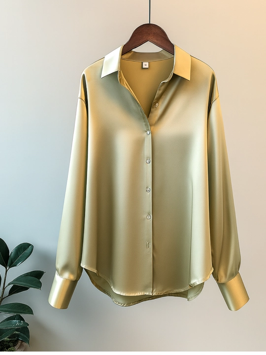 Ayollar atlas ko'ylagi, uzun yengli bluzka, klassik libosli ofis bluzkasi S–3XL