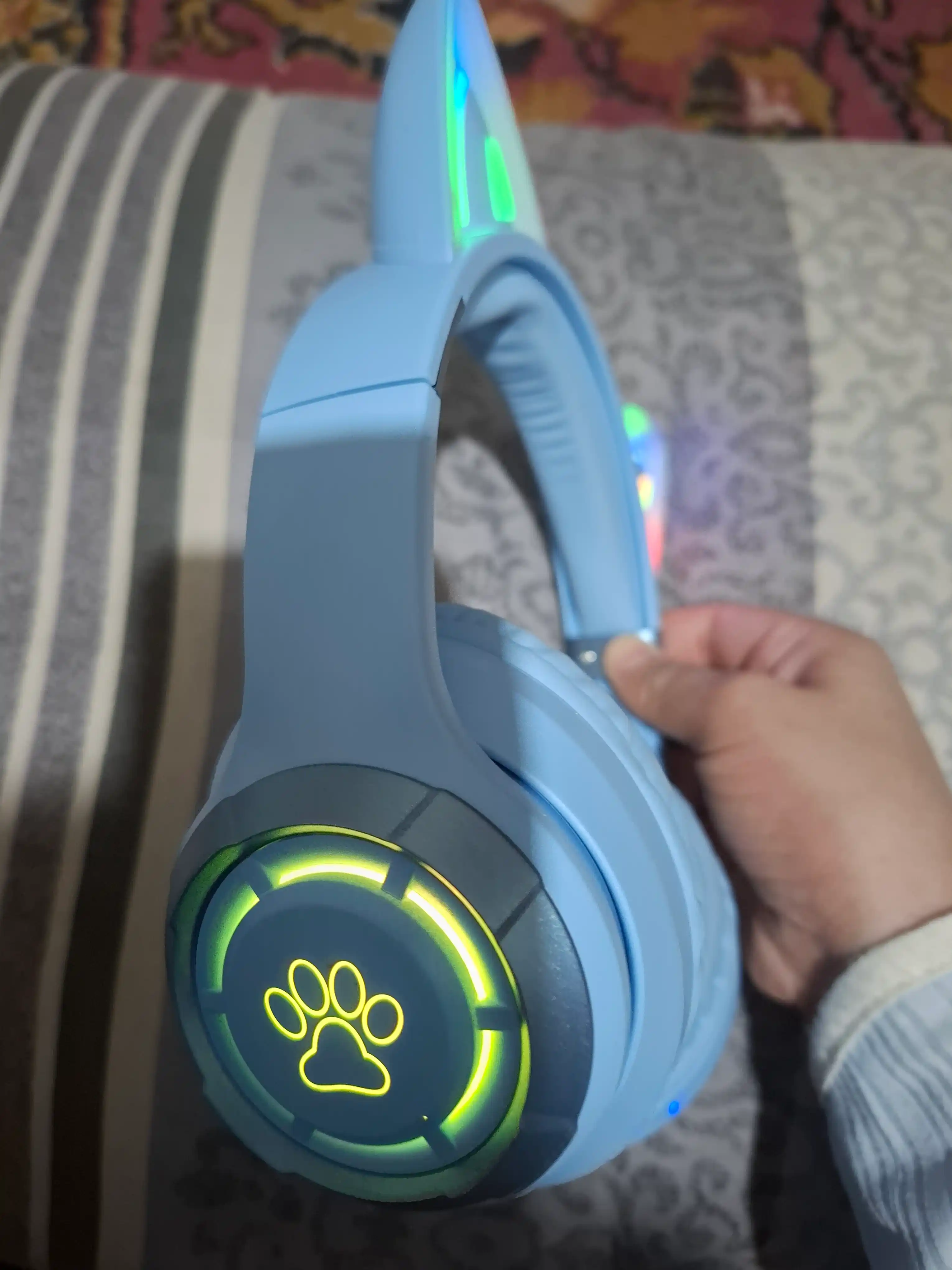 O‘yin uchun simsiz Bluetooth quloqchin Cat Ears LED, 40 mm, bukiladigan, stereo ovoz