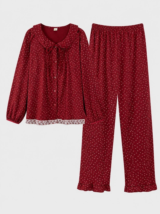 Ayollar uchun uzun yengli uzun shimli pijama – kuz, qish va bahor uchun