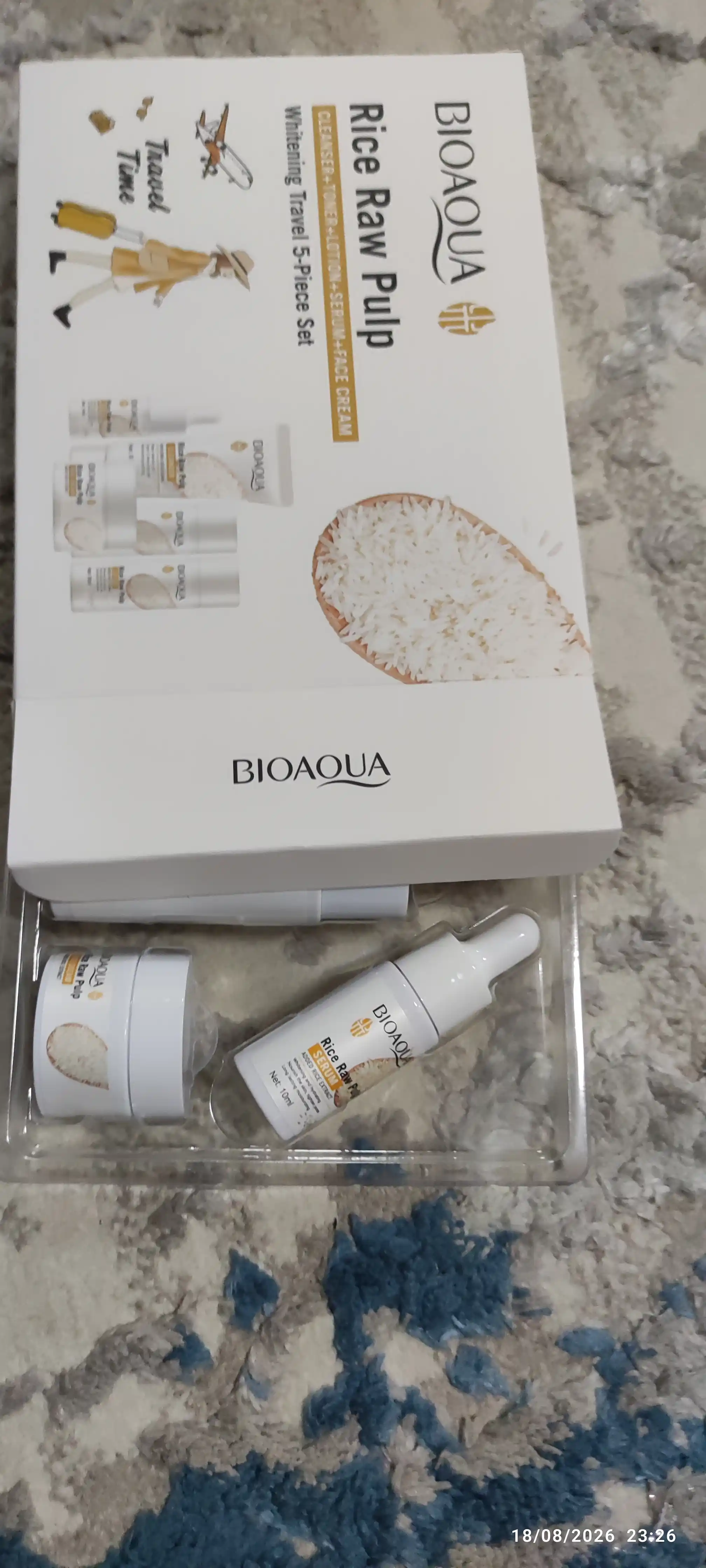 Мини набор для ухода за лицом Bioaqua 5 в 1, омолаживающий, с экстрактом риса