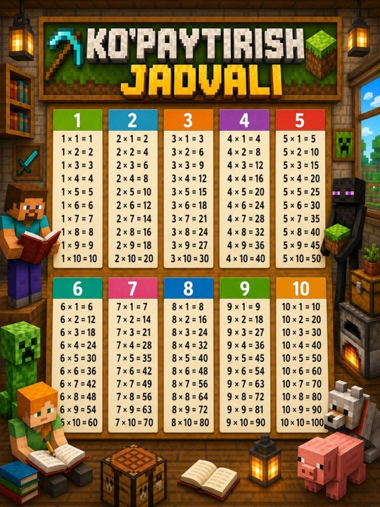 Haftalik dars jadvali,Matematika formulalari va ingliz tili qoidalari 3 talik toplam