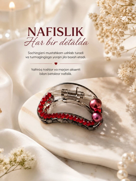 Ayollar uchun nafis soch qisqichi, zakolka, dekorativ kristalli va zamonaviy aksessuar