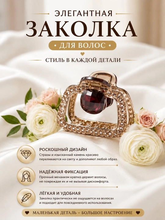 Женская заколка для волос, декоративный зажим с кристаллами и стильным дизайном - 