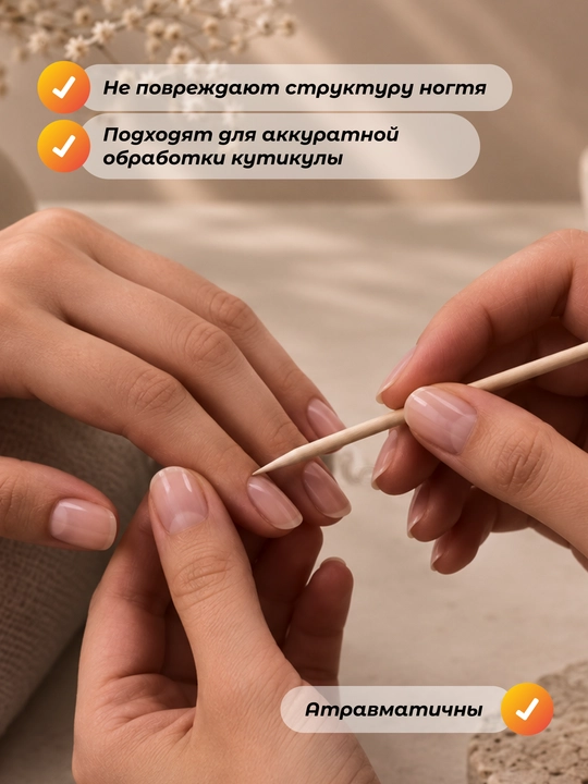 Апельсиновые палочки для маникюра и кутикулы, натуральное дерево, 11,5 см, 10/50/100 шт