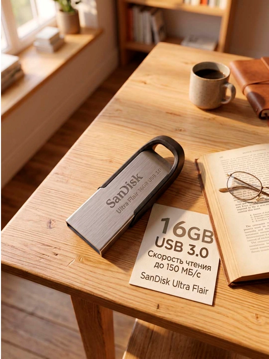 Флешка SanDisk Ultra Fair USB 3.0, 16ГБ/32ГБ/64ГБ/128ГБ