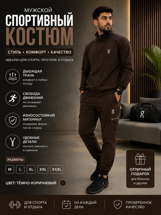 Sport va dam olish uchun On Cloud erkaklar sport kostyumi, kurtka va shim, on cloud dvoyka - 