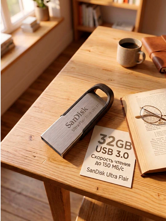 Флешка SanDisk Ultra Fair USB 3.0, 16ГБ/32ГБ/64ГБ/128ГБ