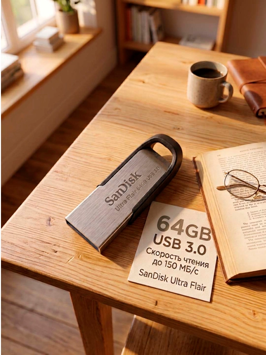 Флешка SanDisk Ultra Fair USB 3.0, 16ГБ/32ГБ/64ГБ/128ГБ