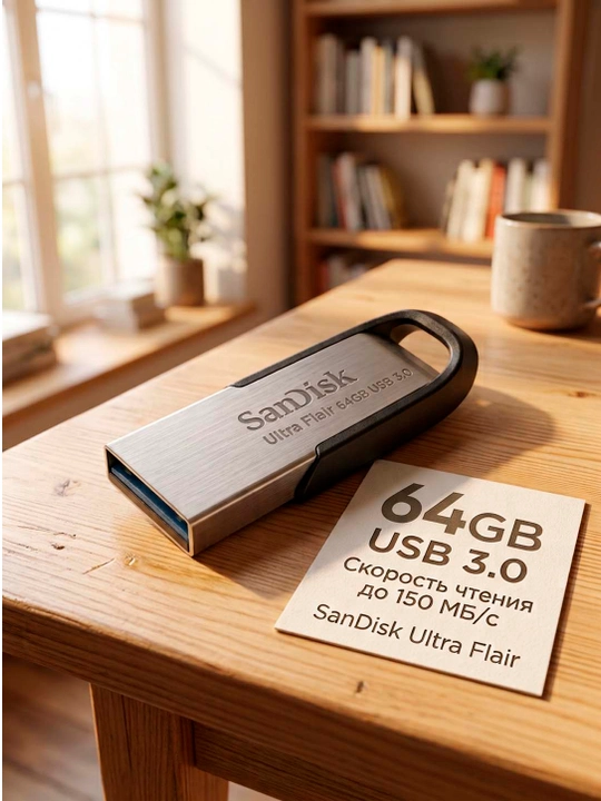Флешка SanDisk Ultra Fair USB 3.0, 16ГБ/32ГБ/64ГБ/128ГБ
