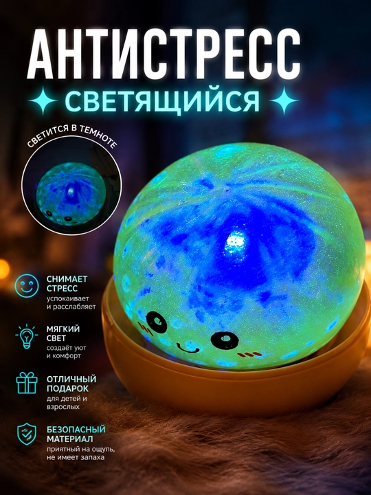 Светящийся антистресс сквиш игрушка шар ночник для детей взрослых подарок - 