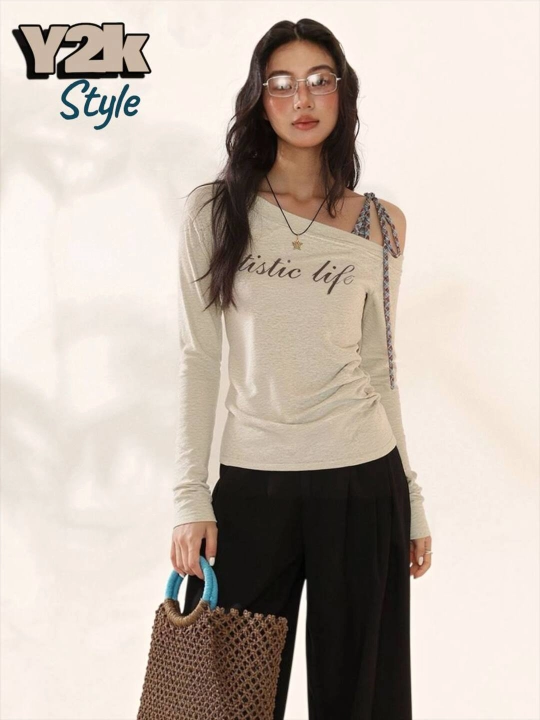 Kofta Y2k, chokerli kofta koreys stilda, longsliv y2k, y2k longsliv choker bilan - 