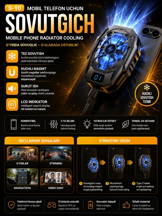PUBG va Mobile Legends uchun MEMO telefon o‘yin sovutgichi, sovutish ventilyatori -9°C - 