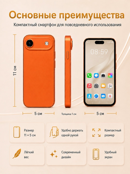 Bolalar uchun ixcham Air mini sensorli telefoni, 2 SIM