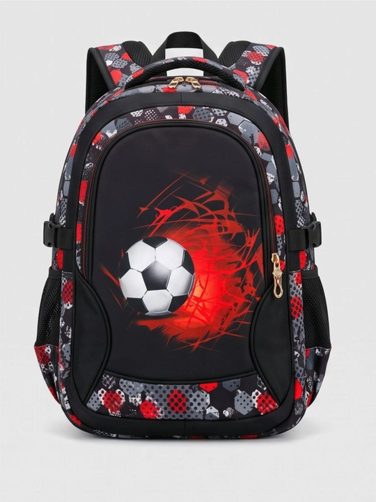 Futbol printli bolalar maktab ryukzaki — qora, o'g'il bolalar uchun