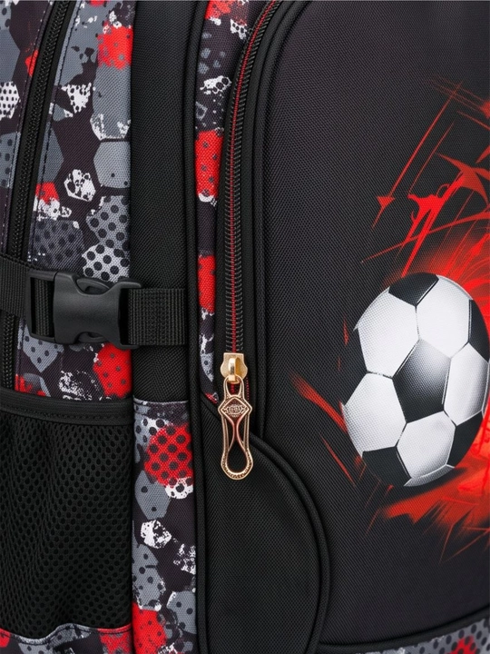 Futbol printli bolalar maktab ryukzaki — qora, o'g'il bolalar uchun