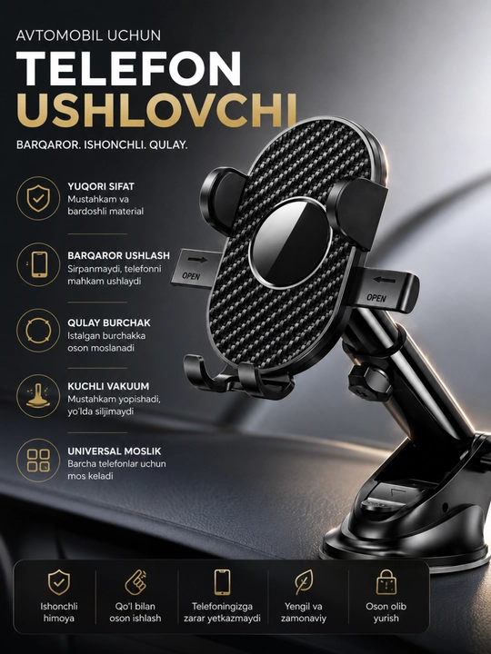 360° buriluvchi universal avtomobil telefon ushlagichi - 