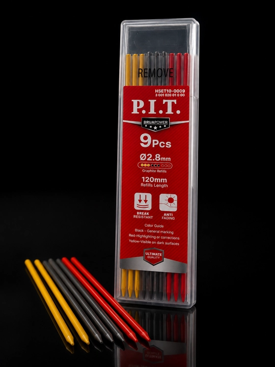 P.I.T. HSET10-0009 9 dona rangli grafik sterjen, Ø2.8 mm, 120 mm
