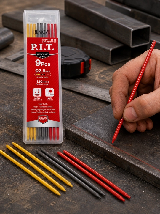 P.I.T. HSET10-0009 9 dona rangli grafik sterjen, Ø2.8 mm, 120 mm