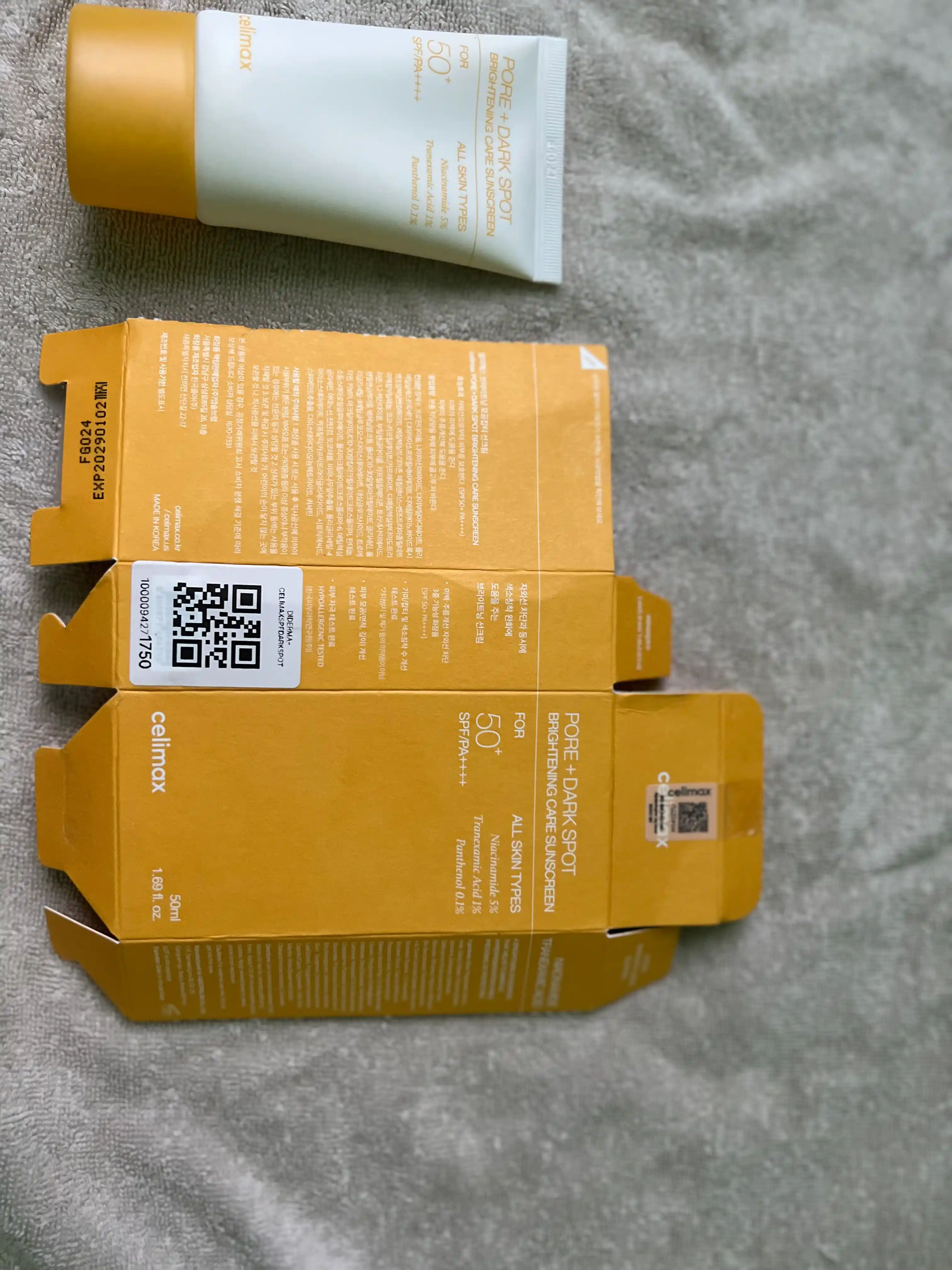 Celimax Pore+Dark Spot Sunscreen SPF50+ yorug‘lashtiruvchi va quyoshdan himoyalovchi krem