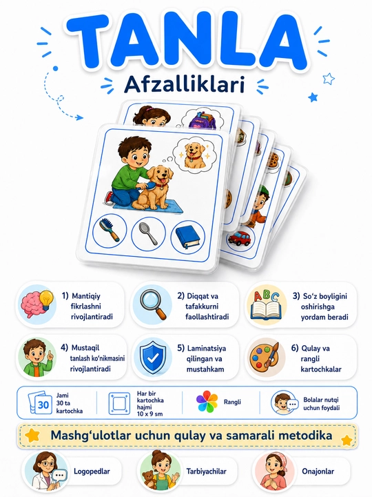 To‘g‘ri javobni tanla kartochkalari