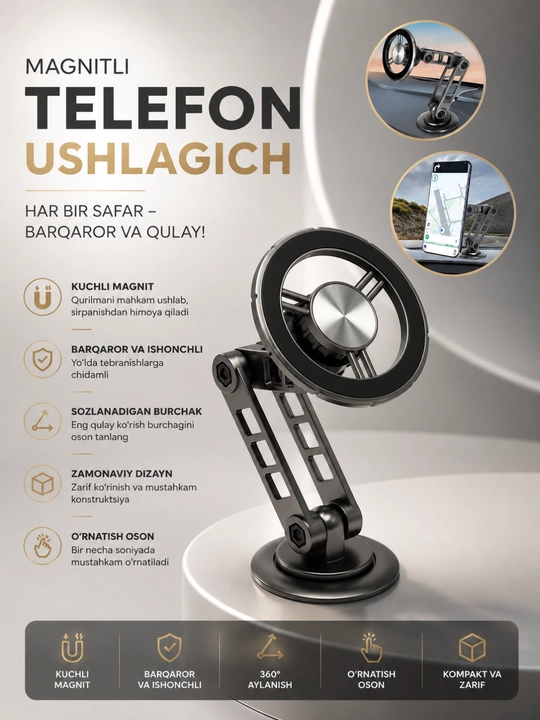 Magnitli telefon tutqichi 360° burilish - 