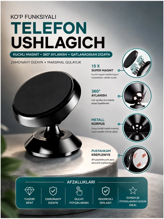 Telefon uchun magnitli tutqich 360° - 