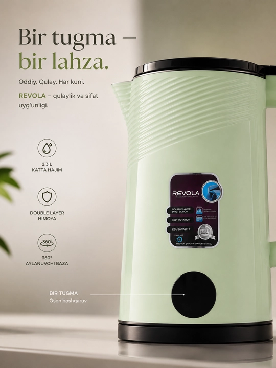 Revola Elektr choynak, 2,5 litrli, choy damlash uchun elektr choynak, 1500 Vt tefal